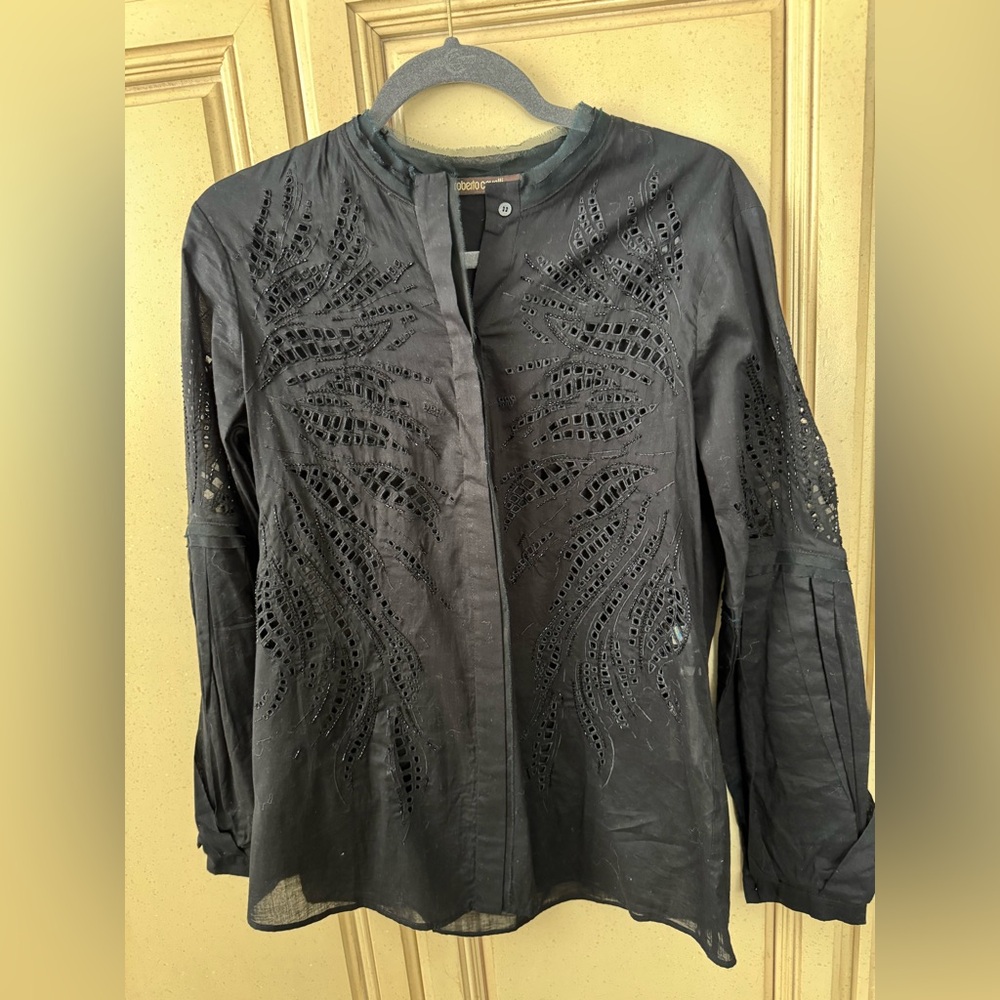 Roberto Cavalli Black Laser-Cut Women's Blazer